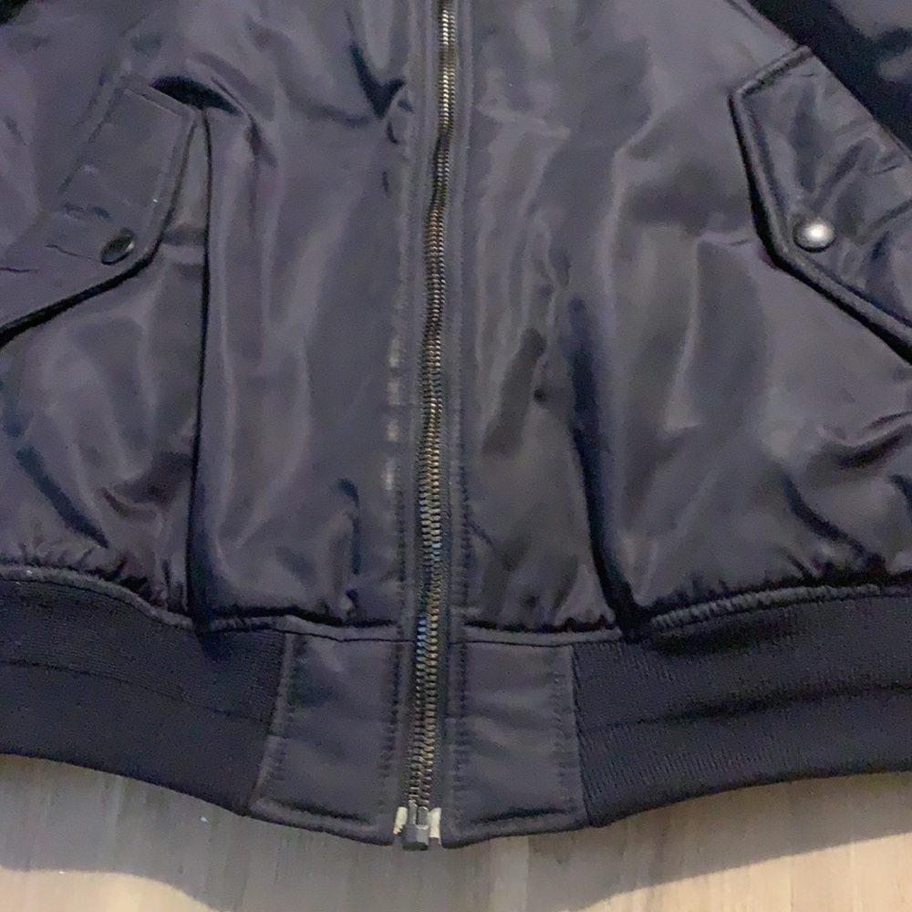 Givenchy navy bomber jacket w/ plaid lining, sz 48 - Picture 7 of 14